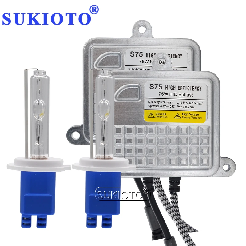 SUKIOTO 1 Set 24V 75W H7 H1 H3 H8 H11 HB3 HB4 D2H Bulb Lamp 6000K 4300K 5000K 8000K HID Conversion Kit Ballast For Truck Light