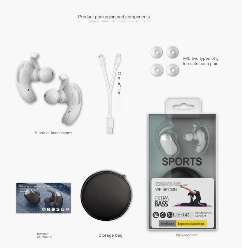 In ear Wireless Bluetooth 5 0 Headset Sports Running Cute Portable Earphone Super Endurance Small Earphone With EVA Storage Box