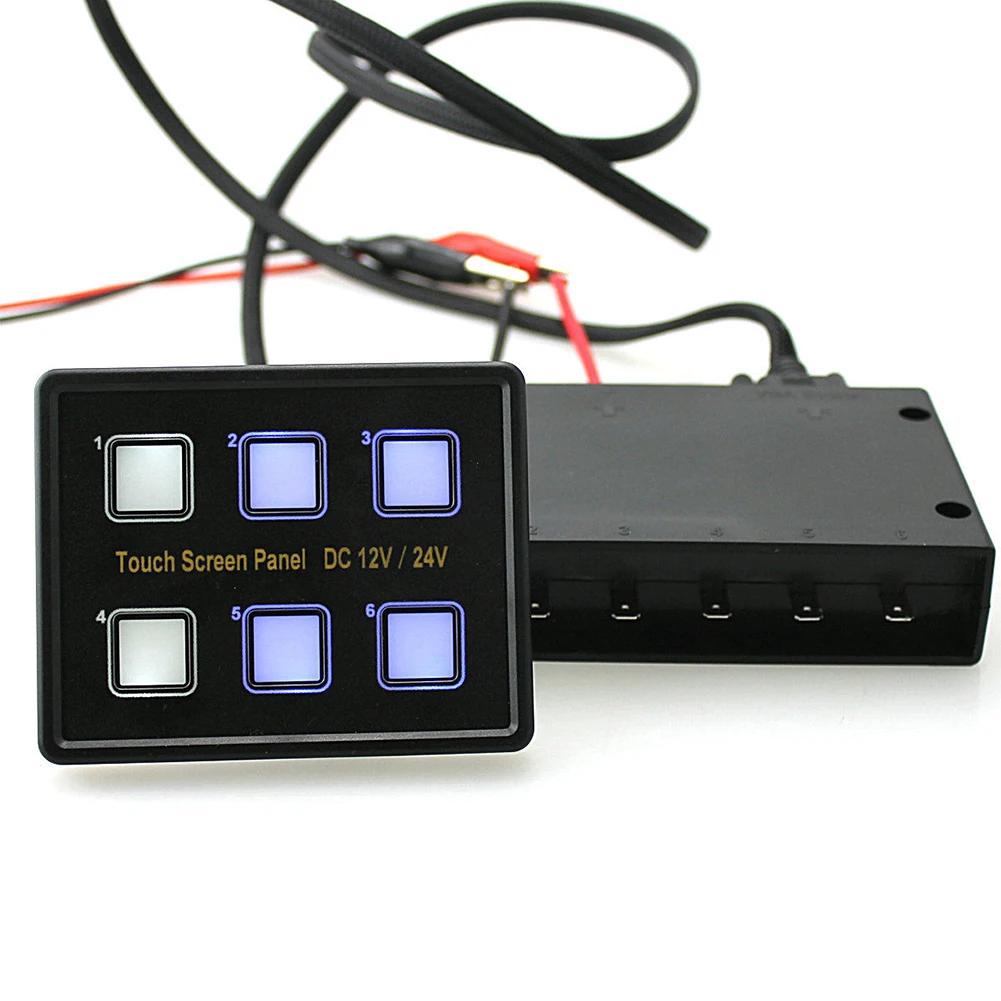 

12V/24V 6 Gang ABS Thin Multifunction Slim Box Waterproof Easy Installation Panel Switch For Car Marine Boat Touch Control Led