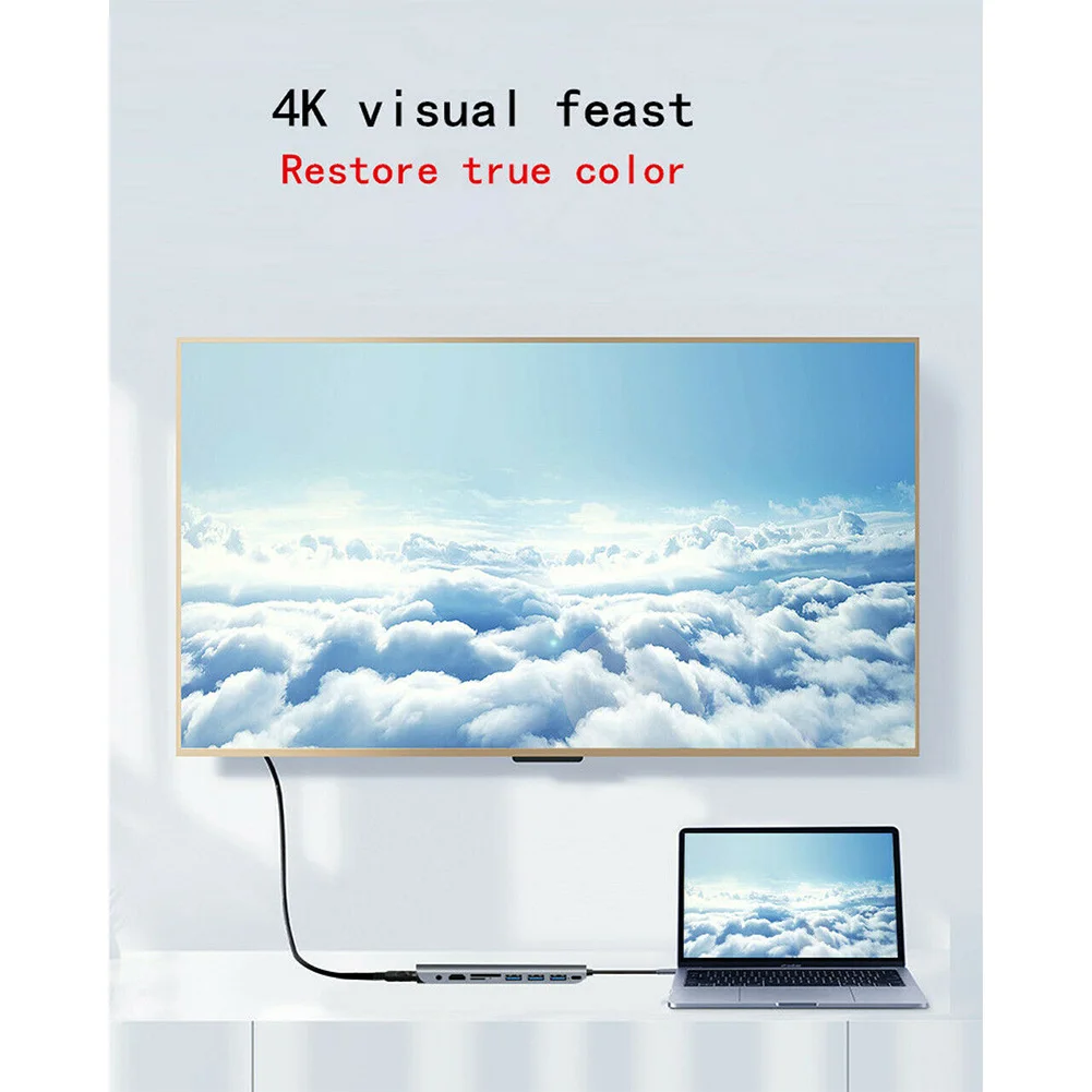 Многофункциональный 3 USB3.0 Тип C к VGA TF порт 9 в 1 для SD слот PD HDMI 4 к VGA HDMI аудио адаптер концентратор док-станция для MacBook