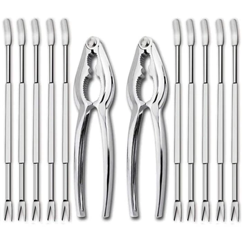 

Seafood Tool Kit,Stainless Steel Crab Leg Cracker and Forks Nut Cracker Set Shellfish Sheller 12Pcs