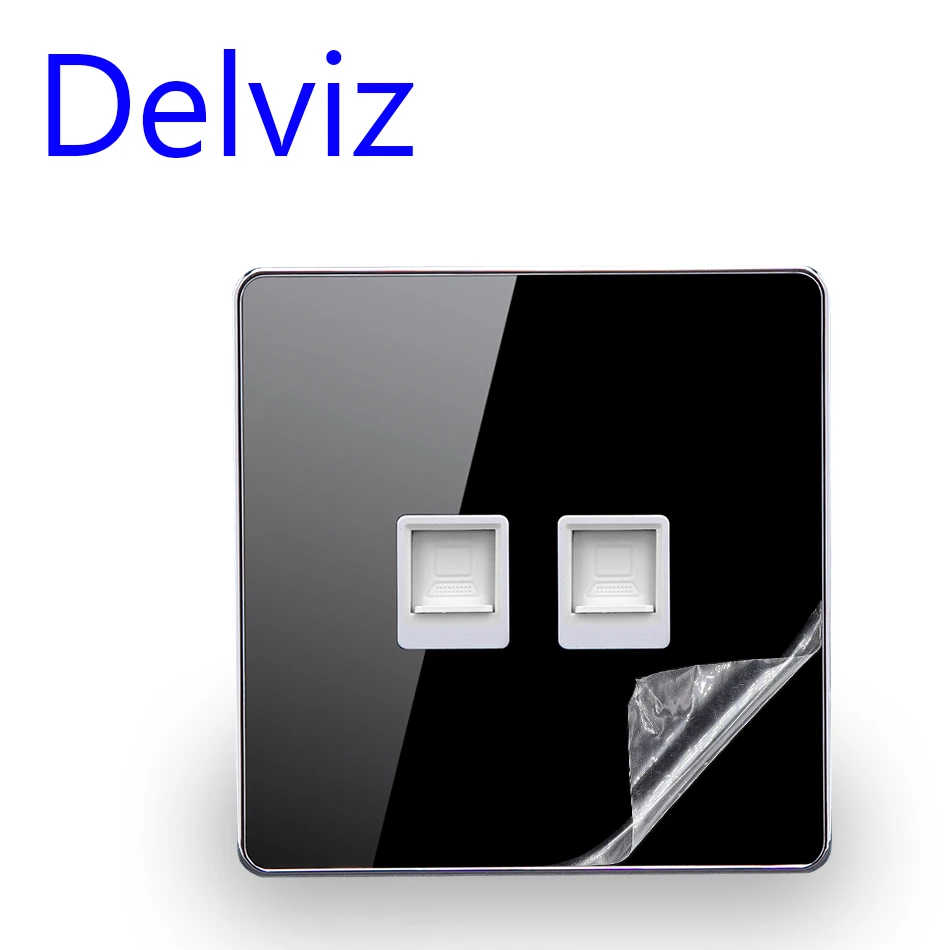 RJ45 socket wall Computer Panel, CAT5E Network Module,Dual rj45 socket,Crystal Glass Panel Cable 2 port network Interface Outlet