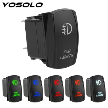 

YOSOLO Automobile Modification Auto Replacement LED Rocker Switch 5 Pin Fog Light Switch Illuminated ON-OFF