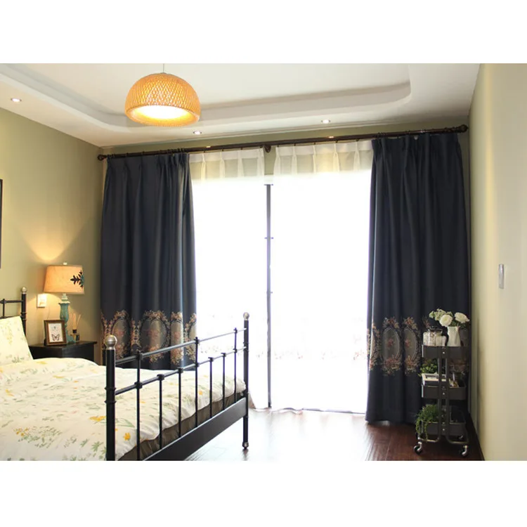 

European style Curtains for Living Dining Room Bedroom French Upset The Shading Embroidery Pure Color curtains