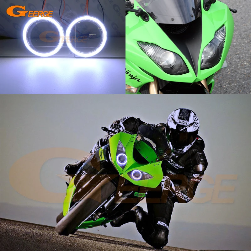 

For Kawasaki Ninja ZX-6R 2009-2012 Excellent angel eyes Ultra bright illumination COB led angel eyes kit halo ring