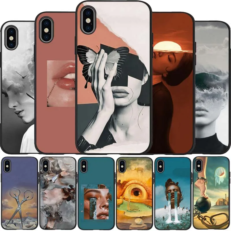 Чехол-накладка для iPhone 12 XR XS Max 5 5S SE 2020 6 6S 7 8 PLUS X 11pro 11 силикон Сальвадор Дали черный