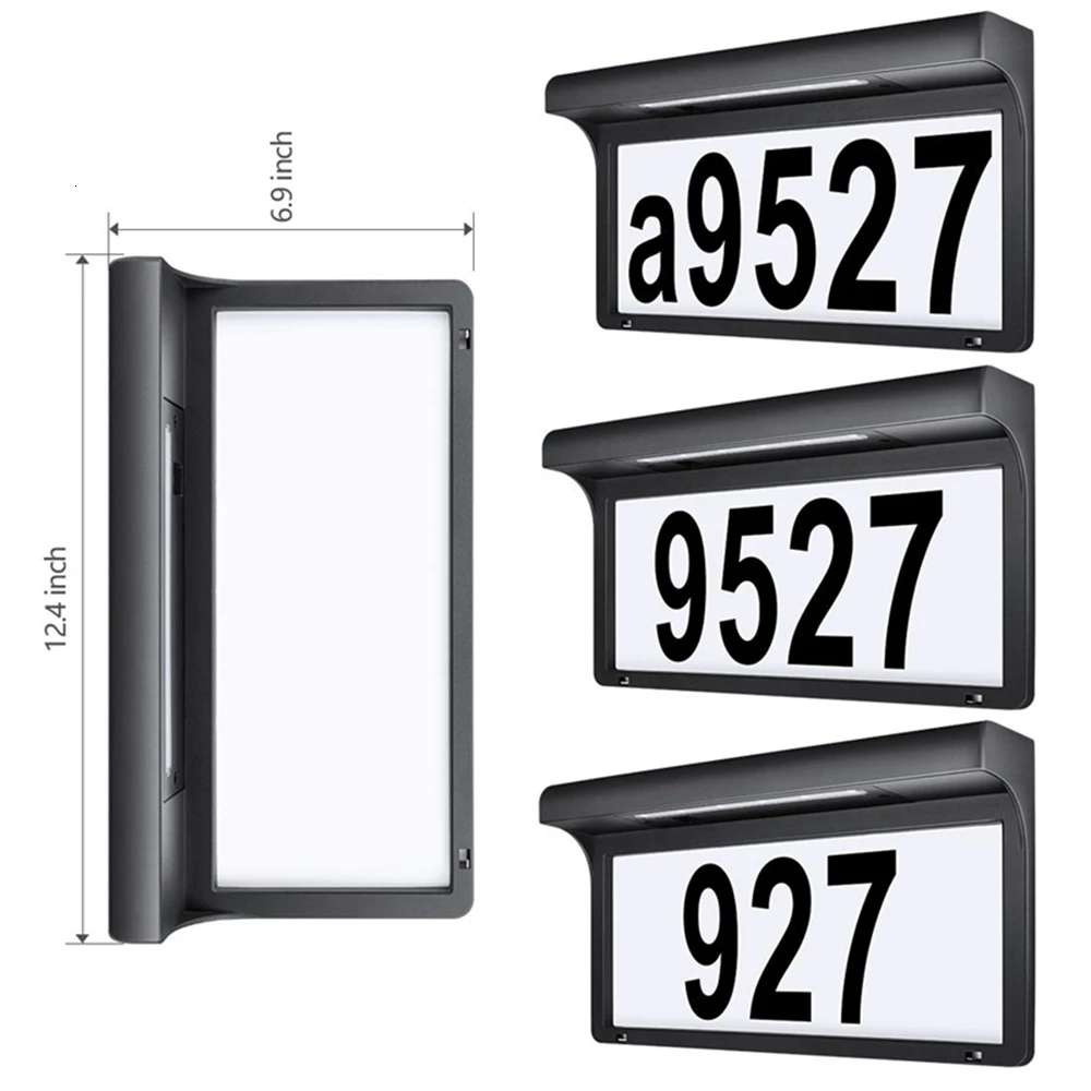House Number Address Sign LED Solar Light Outdoor Door Plate Wall Light Metal Plaque for Home Garden Yard Hotel (2)