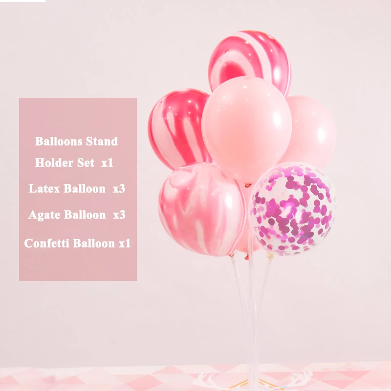 pink 7 Tubes Balloons Stand Holder Column Wedding Table Decorations Bachelorette Party Baby Shower Its a Boy Girl Birthday Supplies - Цвет: pink