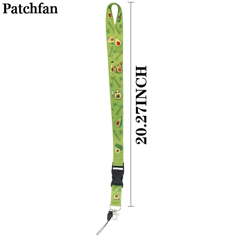 Patchfan авокадо зеленый шнур Пара ID пропуск карты значок мультфильм шеи ремни гимнастические ключ мобильный телефон USB держатель веб-сайт A2331