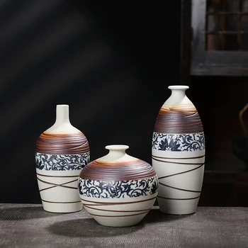

Jingdezhen Ceramic Vase For Decoration Accessories Home Furnishings Living Rooms Classical Stripes Vases Crafts Decorations
