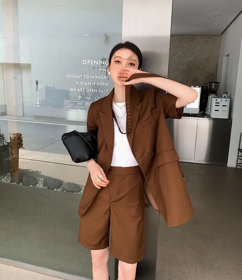 Brown blazer and short set Clearance