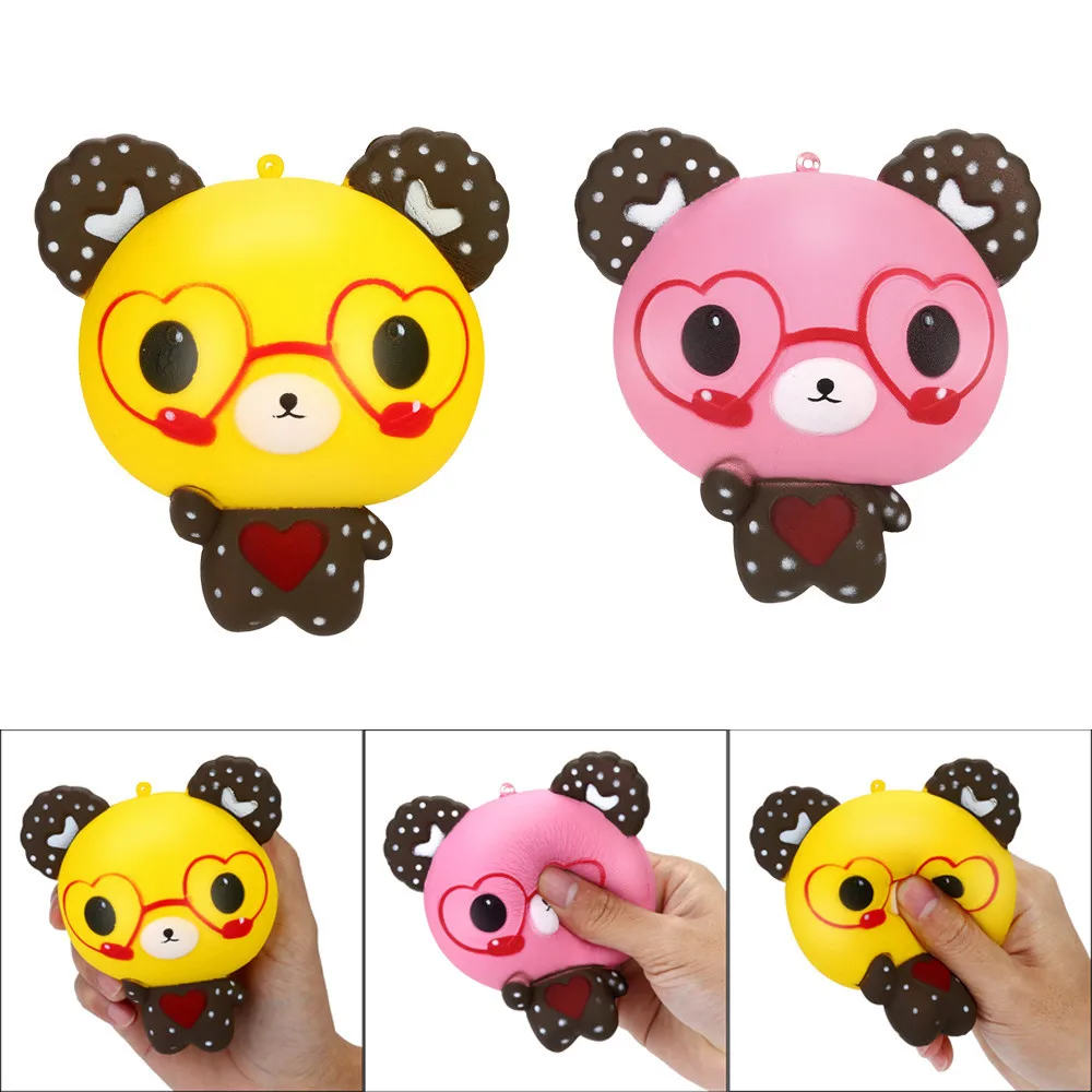 Cartoon Glasses Bear Squishies Slow Rising Squeeze Toys Stress Reliever Toy antistress novelty Fun Toys Gift for Children #A