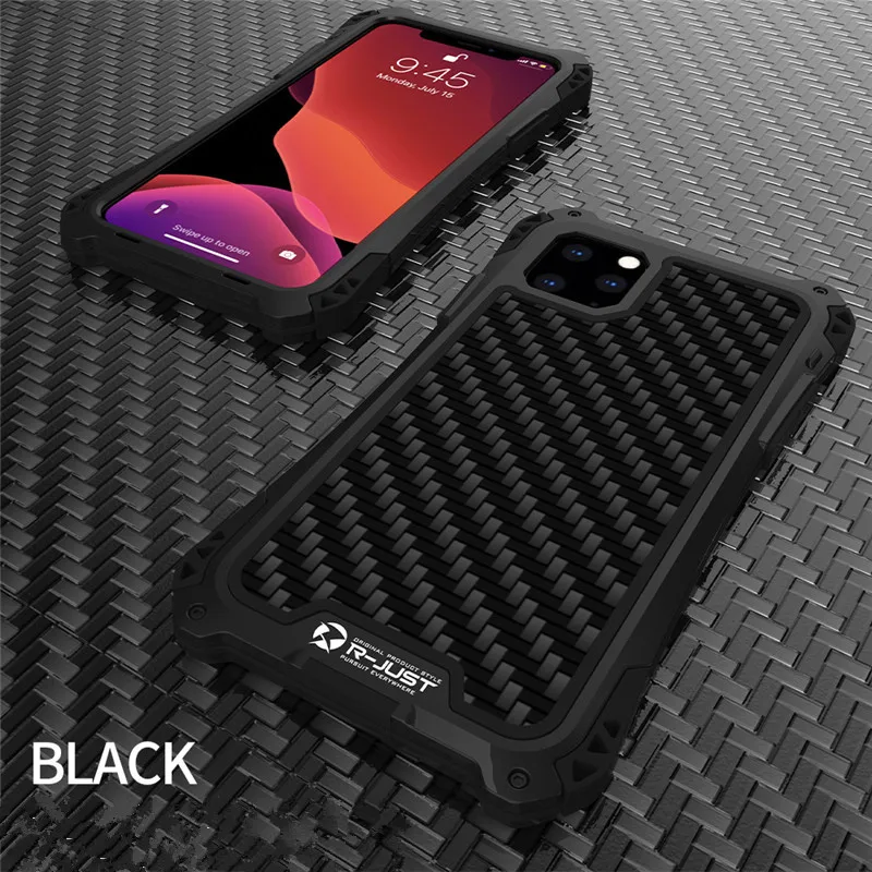 Black R-JUST металлический чехол для телефона Amira для Iphone 11 Pro XS XR XS Max 8 7 6s plus грязеотталкивающий/антидетонационный с подарочными инструментами для установки - Цвет: Black