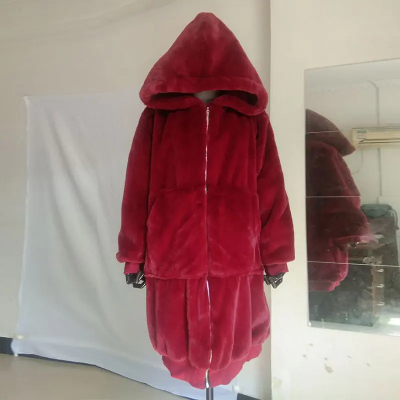 Hooded Oversized Jacket Winter Fur Coat Women
