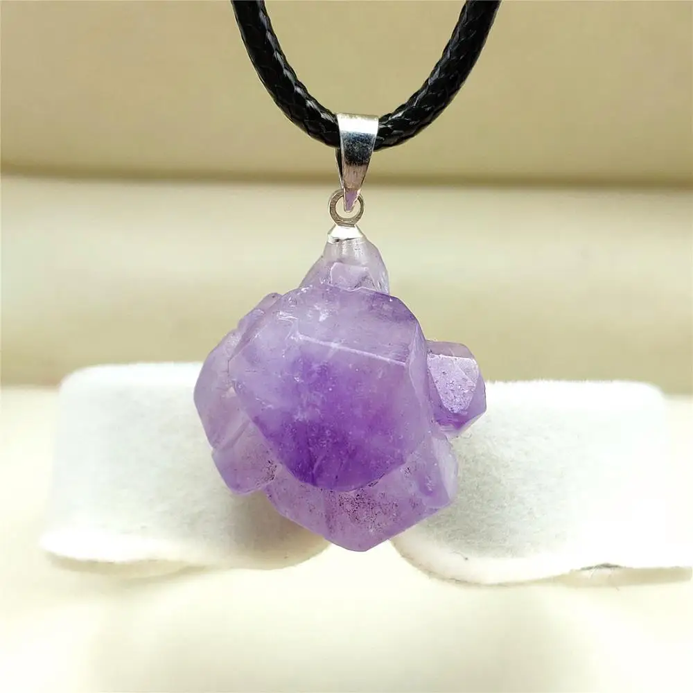 

Genuine Natural Lavender Amethyst Quartz Purple Raw Material Crystal Pendant Fashion 22x21mm Healing Stone AAAA