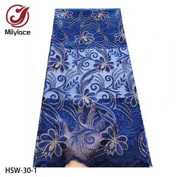 

African Lace Fabric 2019 High Quality Sequins with Embroidery Nigerian Lace Fabric for Women French Mesh Lace Fabric HSW-30