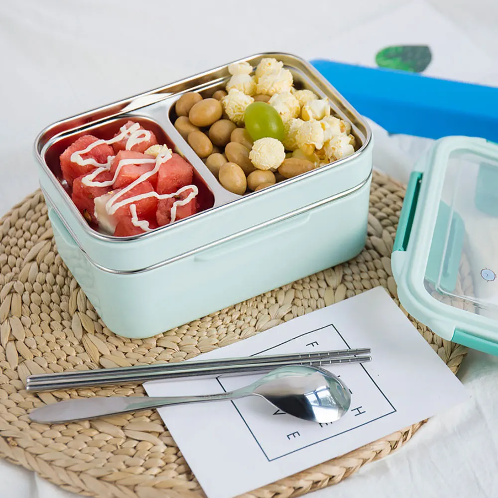 Контейнер Bento для обеда коробка прочный двухслойный пикники Отопление Кемпинг студентов 304 нержавеющая сталь термо ланч бокс путешествия