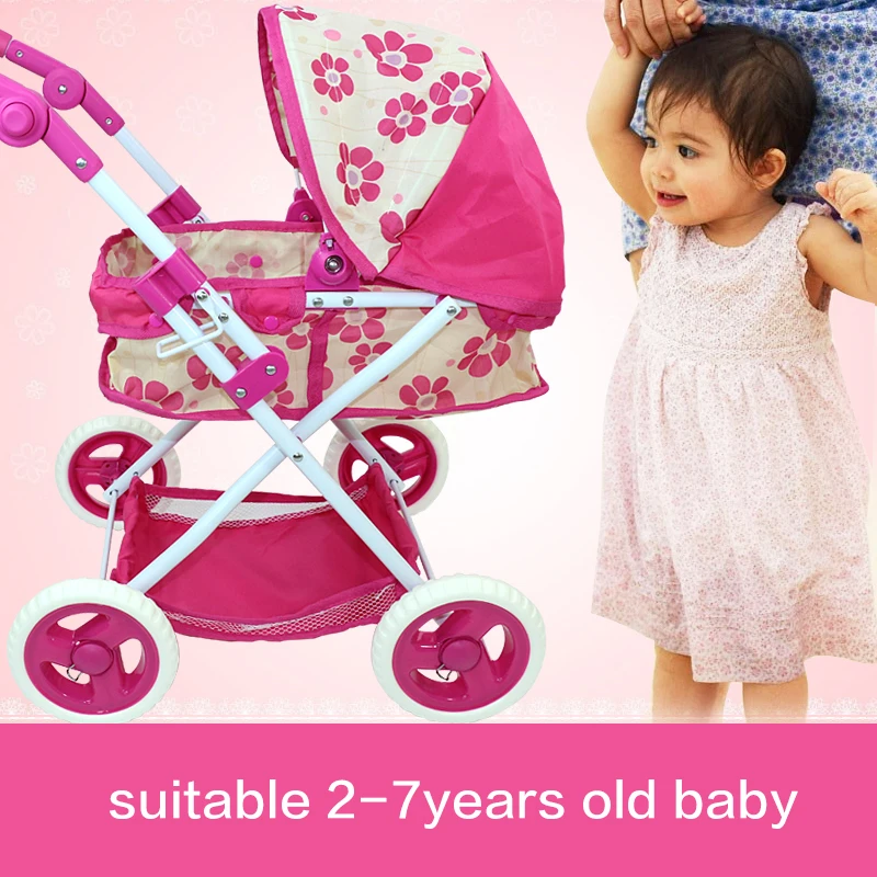 Big Wheel Thickness Pretend Paly Toys Push Trolley 68cm Height Can Adjustable Baby Doll Stroller 2-7years Old