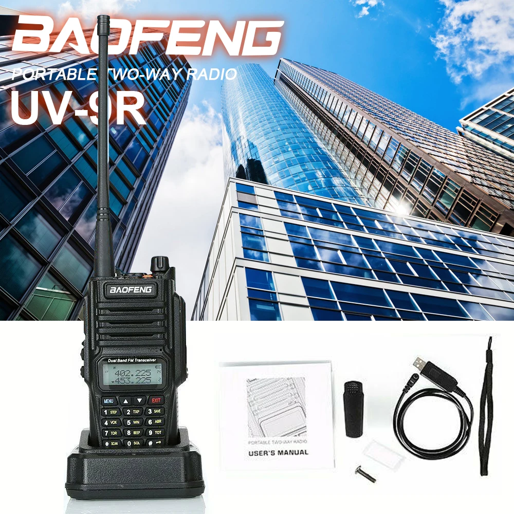 BaoFeng UV-9R IP67 водонепроницаемые рации VHF/UHF 400-520/VHF 136-174MHz двухдиапазонное двустороннее радио