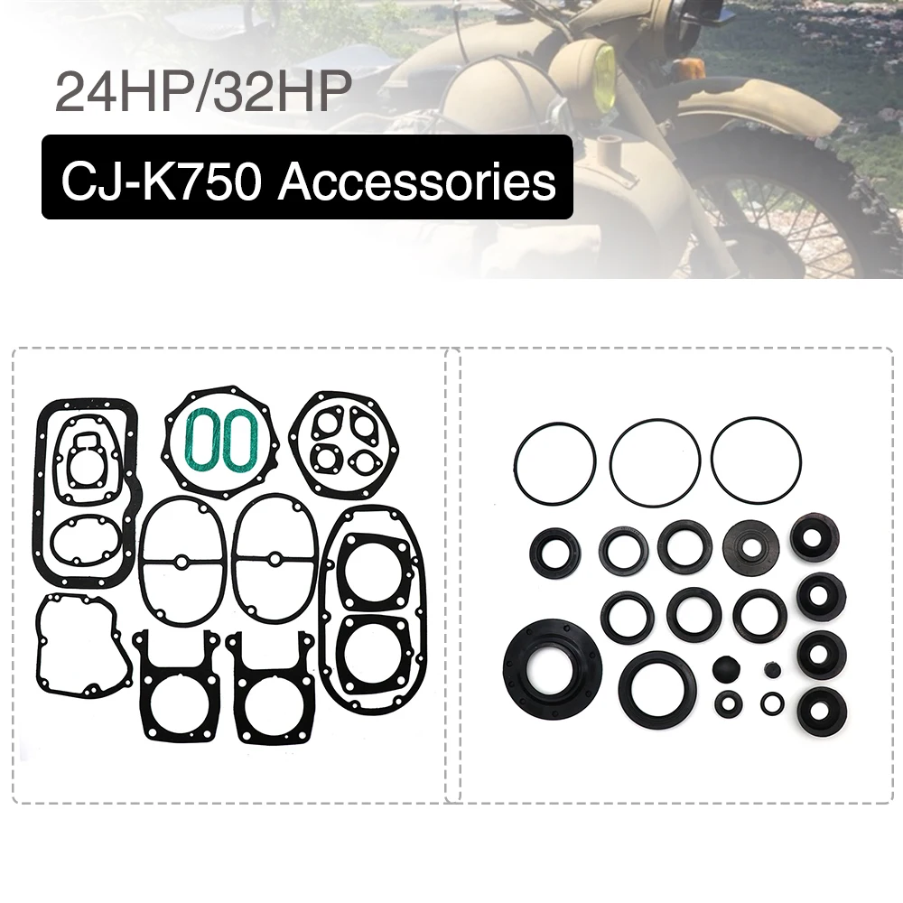 Engine Gasket Set Alconstar-CJ-K750 Engine Parts Repair Kit Flat Head Oil Seal 24HP/32HP for CJ-K750 M1M SV Ural M72 BMW R71 R72 K750