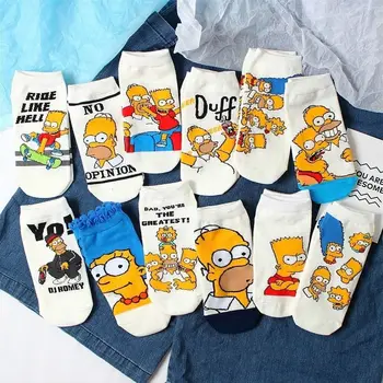 

Women Men Socks Unisex Simpsons Pattern Prints Socks Cartoon Anime Harajuku Cotton Ankle Funny Invisible Streetwear Short Sock