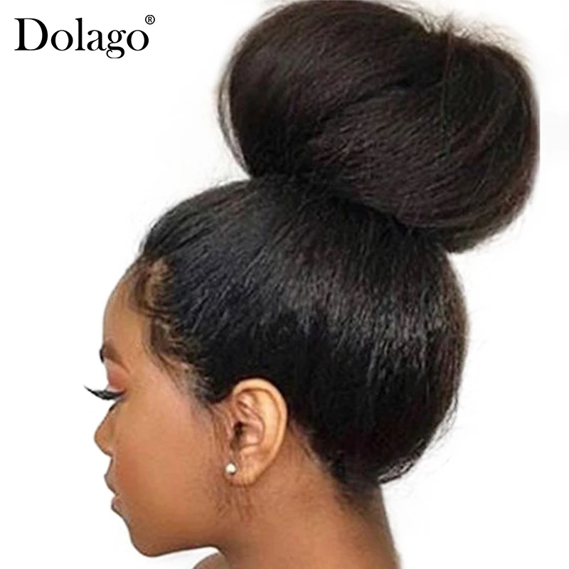 Kinky Straight Glueless Full Lace Wigs Human Hair Italian Yaki Human Hair Wigs Transparent Fake Scalp Dolago Kinky Hair Blow Out