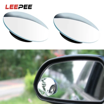 

LEEPEE 2 Pieces/Set Car Framless Blind Spot Mirror Adjustable 360 Degree Wide Angle Car Rear View Side Blindspot Convex Mirror