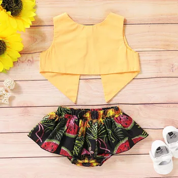 

Newborn Infant Baby Girls Summer Solid Vest Tops+Floral Print Shorts Outfits Set for Children's Girls' Clothing Sets Outfit Sets