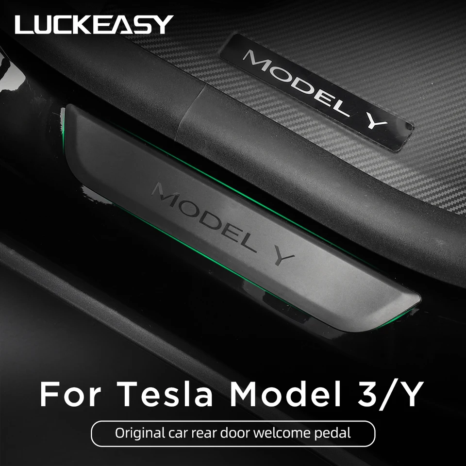 4 Stück Auto Kohlefaser Einstiegsleisten Aufkleber für Tesla Model
