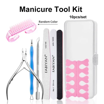 

10 Pieces / Set of Manicure Tool Set Nail File Polished Strip Dead Skin Scissors Manicure Manicure Tool With Storage Box
