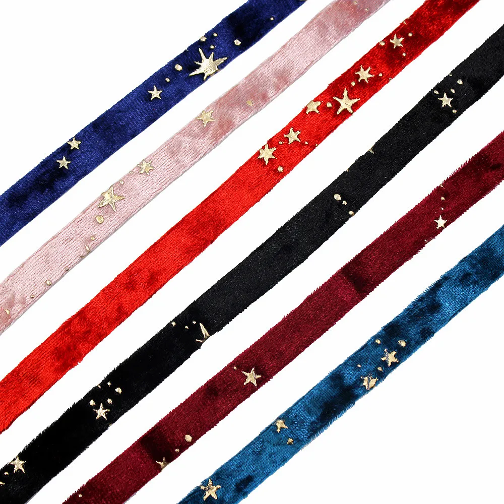 Double-Sided Gold Star Golden Velvet Cloth Ribbons 2