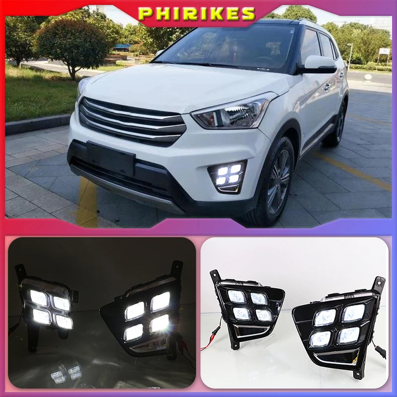 

1 Set 12V LED Daytime Running Light Car Accessories Waterproof ABS DRL Fog Lamp Decoration For Hyundai Creta IX25 2014 2015 2016