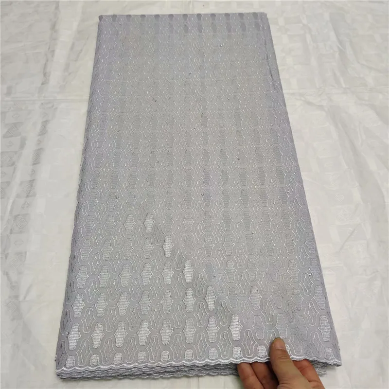 Лидер продаж нигерийский хлопок польский ткань высокое качество швейцарский польский кружевной Материал 5 ярдов с камнями 4L11111