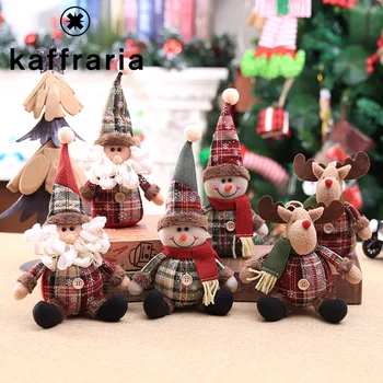 

Christmas Decoration 6 in 1 Set Cartoon Doll Snowflakes Check Cloth Christmas Tree Decorations christmas Decorations for Home