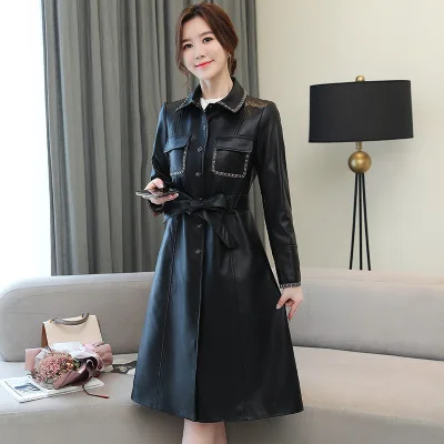 цена MESHARE Women New Fashion Genuine Real Sheep Leather Trench R40