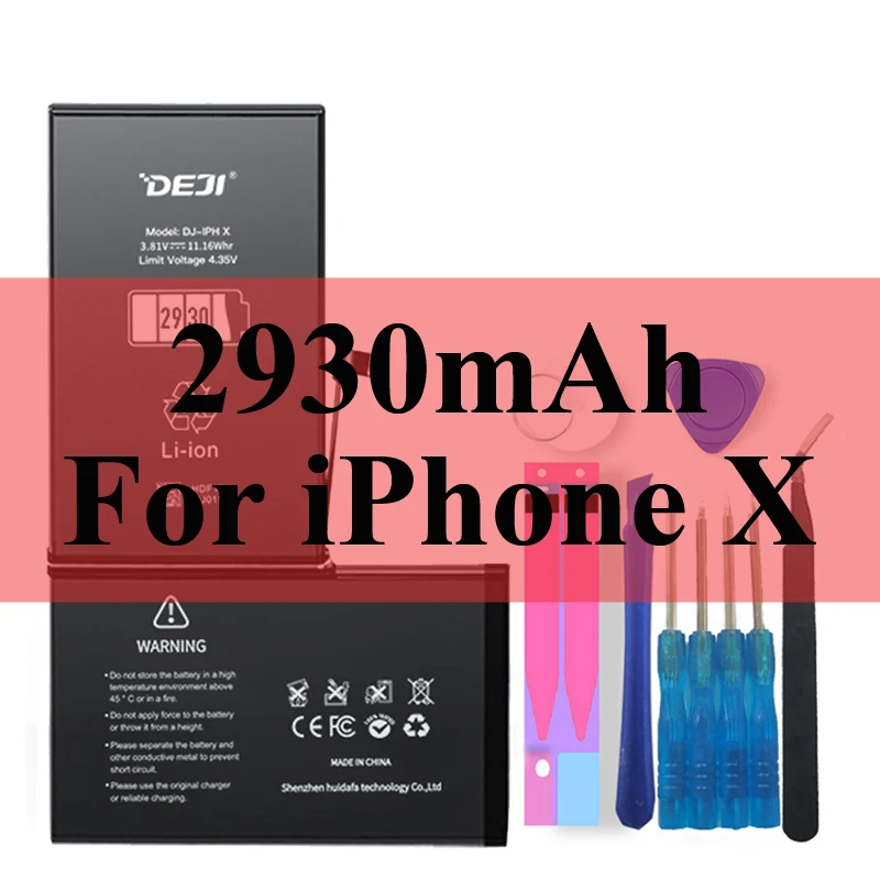 Deji Аккумулятор для Apple iPhone 5S SE 6 6s 7 4s 5 8 X SE 6Plus 6sPlus 8Plus Plus iPhone7 1430mAh-3410mAh сменный литий-полимерный батарея+бесплатный инструмент для Apple iPhone 5s SE 6 6s 7 Мобильный телефон батарея - Цвет: 2930mAh For iPhone X