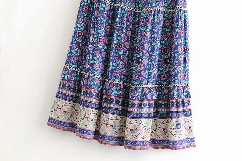 Boho chic хиппи Женская пляжная Цветочная юбка с кисточками богемная юбка с высокой эластичной талией А-силуэт Макси Юбка Femme