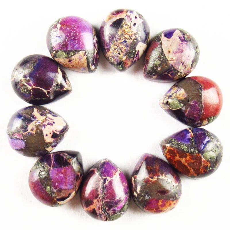 

10x8x4 мм 10 шт. пурпурная морская яшма и Пирит каплевидный кабошон без отверстия для изготовления ювелирных изделий Ожерелье Кольцо Серьги