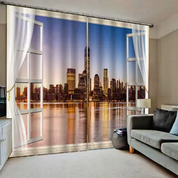 

custom curtains Sunset city landscape 3D Blackout Curtains For Living room Bedding room Drapes Cotinas para sala