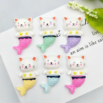 

10pcs/lot kawaii flatback Resin cat body fish tail new arrival cabochons For Hair Bow Centers DIY Scrapbooking Decor