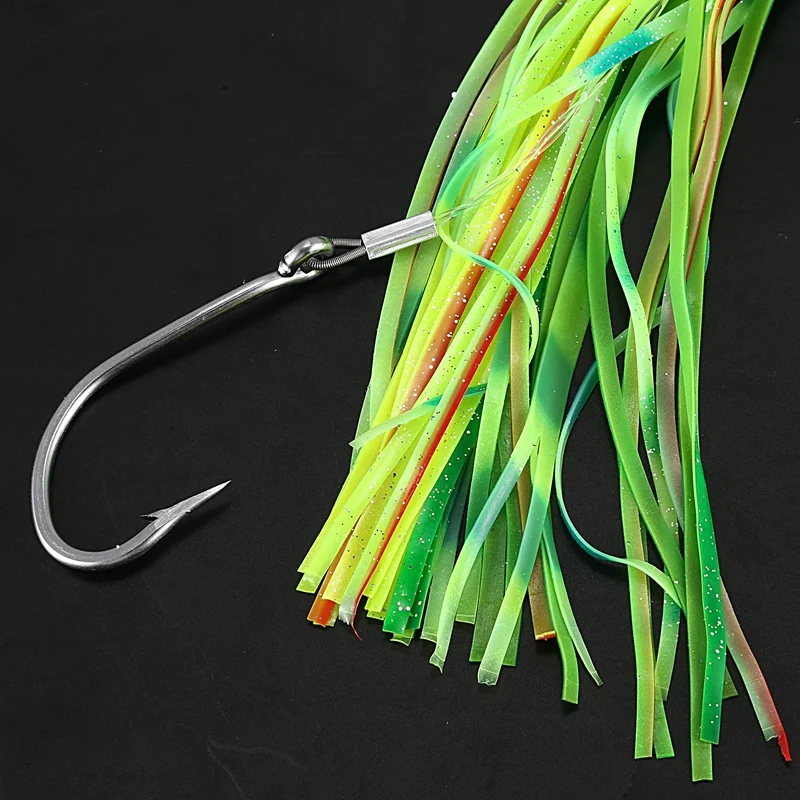 4Pcs 11 inch 28cm Marlin Tuna Trolling Lures with Mesh Bag Resin Head Trolling Skirts Lure Big Game Trolling Fishing Bait Pesca