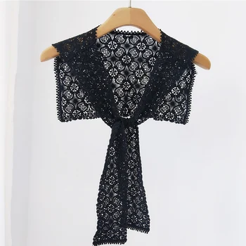 

Summer Women Scarf Solid Color Flower Lace Shawl Sun Protection with Shoulder Girl Sunscreen Crochet Shawl Wraps Knitted Scarves