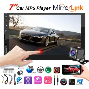 

2 din 7" Car Radio Player MP5 Player Car Audio Auto Radio Touch Screen GPS SD FM USB AUX wifi bluetooth with Rear View Camera