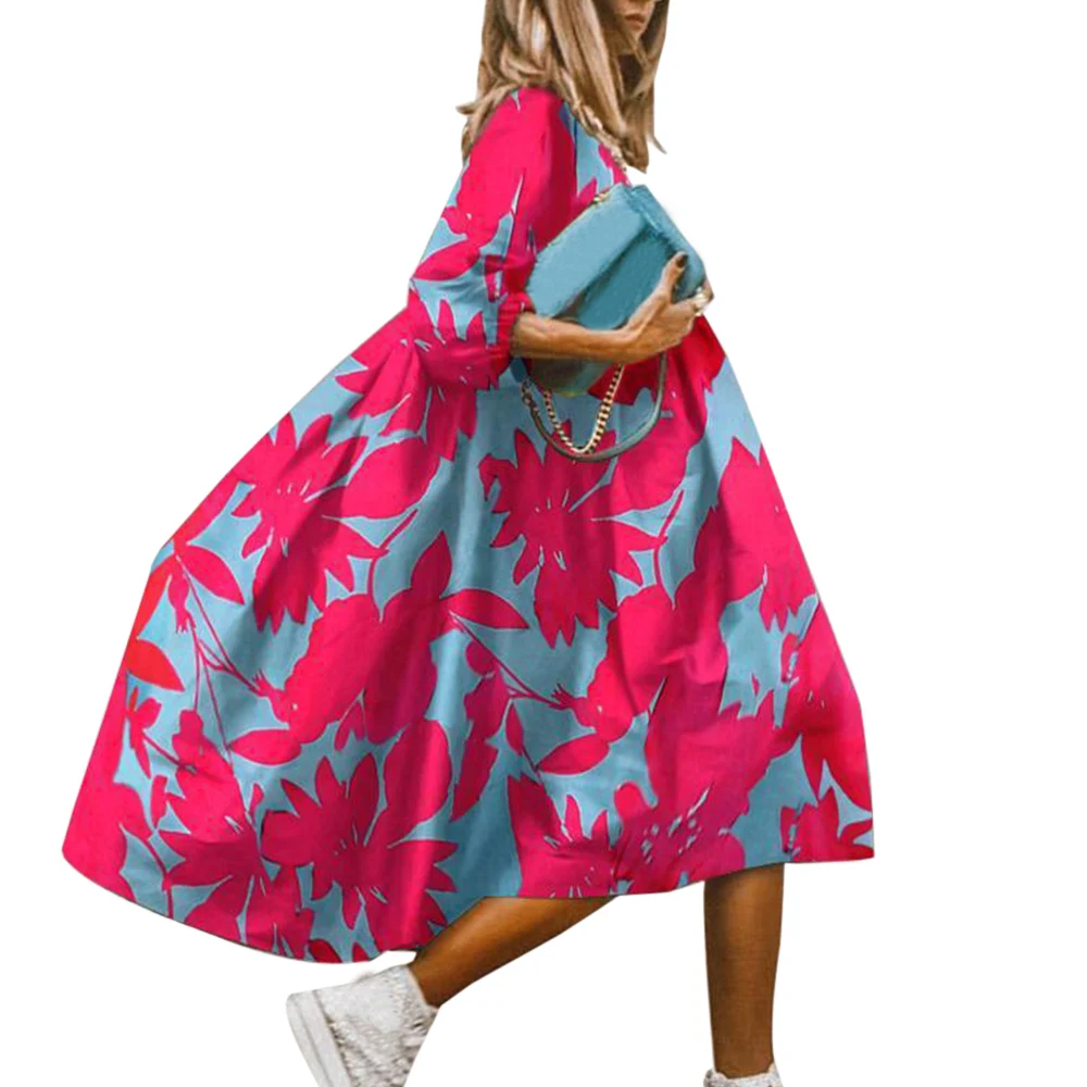 Summer Floral Leopard Print Half Sleeve Dress Women Casual O Neck Loose A-Line Dress Retro Elegant Female Party Dress Vestidos Summer Floral Leopard Print Half Sleeve Dress Women Casual O Neck Loose A-Line Dress Retro Elegant Female Party Dress Vestidos