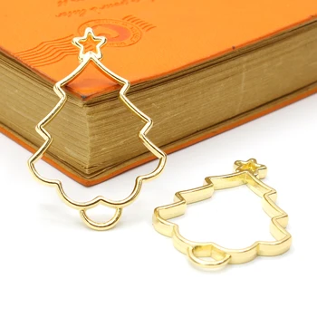

Christmas Tree Shape Hollow Frame DIY Necklace Keychain Jewelry Accessories UV Drip Plastic Alloy Open Frame 5 Colors 4pcs/lot