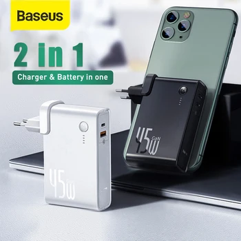 

Baseus GaN Power Bank Charger 10000mAh 45W USB C PD Fast Charging 2 in 1 Charger & Battery as One ForiP 11 Pro Laptop ForXiaomi