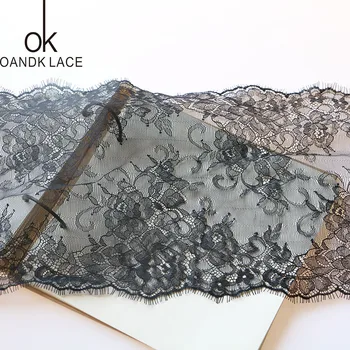 

1 m long 24 cm wide eyelash lace fabric DIY decorative high quality soft nylon eyelash lace decorative wedding dress fabric