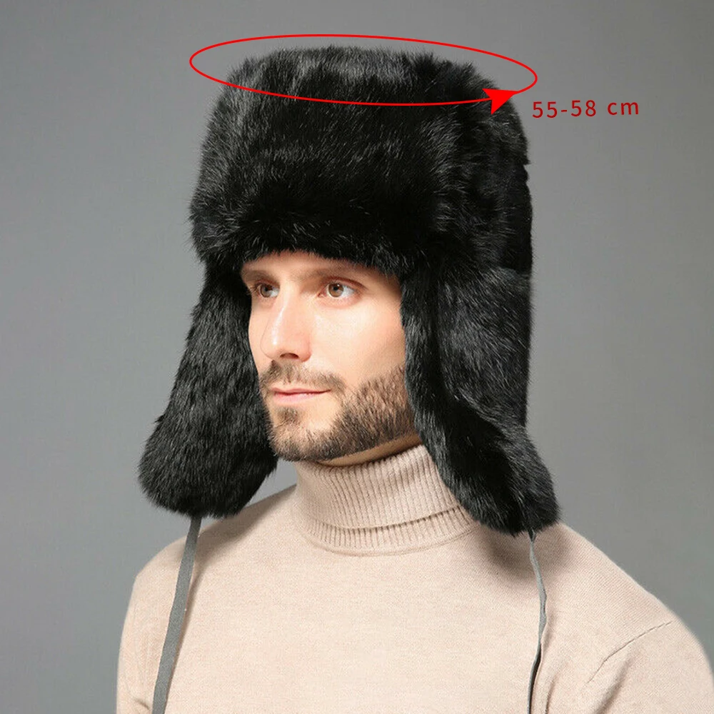 Thermal Bomber Hats Men Women Fashion Mens Womens Winter Warm Soft Faux Rabbit Fur Hat Trapper Earflap Ski Cap Ushanka Wholesale brown leather bomber hat