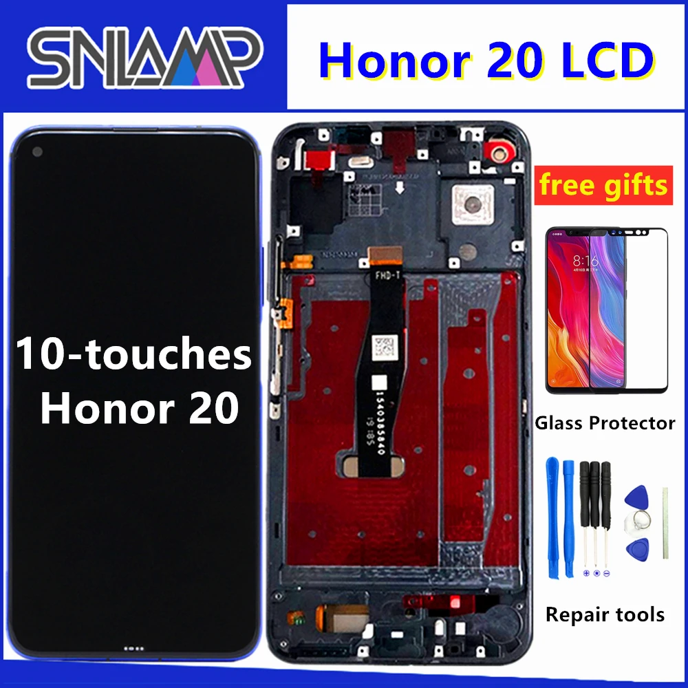 

Original Display For Huawei Honor 20 LCD Touch Screen Digitizer Panel With Frame For Huawei Honor20 YAL-L21 YAL-AL00 LCD Screen