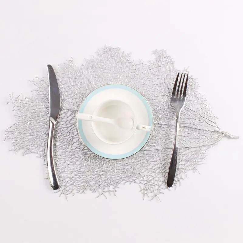 

Placemats Elegant Style Coasters Hollow Out Pad Leaves Design Set of 4